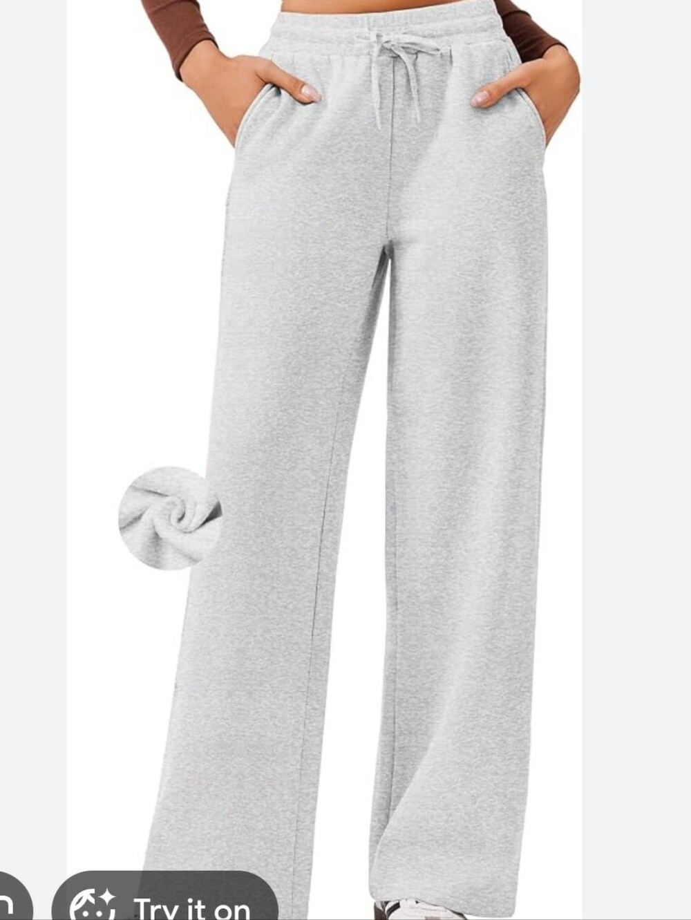 Womens Wide Leg Light Gray Lounge Sweatpant Size Small